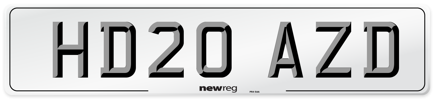 HD20 AZD Number Plate from New Reg